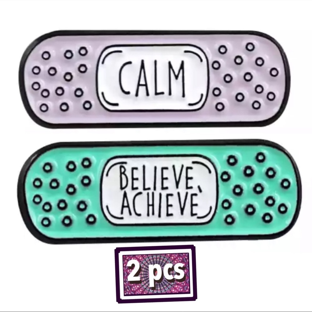 1 LEFT‼️ 2pcs Mental Health Self Care Bandaid Enamel Pins Set
